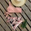 Bikinis Women New One Shoulder Swimwear High Waist Swimsuit Bandage Bathing Suits Beach Wear Female Lace Two Piece Swim Dress with Bikini Bottom Bathing Suits by Stevvex