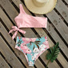 Bikinis Women New One Shoulder Swimwear High Waist Swimsuit Bandage Bathing Suits Beach Wear Female Lace Two Piece Swim Dress with Bikini Bottom Bathing Suits by Stevvex