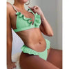 Bikinis Women's Swimsuits Crop Top High Cut Bikini Set String Bathing Suits Two Piece Swimsuits Ruffle Women's Swimwear Push Up Bathing Suits High Cut Bikini Set Two Piece Bathing Suits For Women by Stevvex