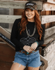 Black Boot Stitch Graphic Sweatshirt by Wild Junkie