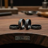 Black Damascus Steel Wedding Ring Hand Filed Texture Band by JW SteelCrafts
