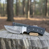 Damascus Skinner Knife Green Black Micarta Handle 3 Inch Blade by JW SteelCrafts