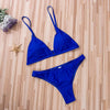Black Micro Bikini Set Women 2 Pieces Swimsuit Swimwear Push Up Padded Bra Thongs Bathing Suit Beachwear Women's Tie Side Bottom Padded Top Triangle Bikini Bathing Suit by Stevvex
