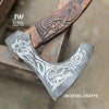 Hand-Engraved Viking Bearded Axe with Carved Hardwood Handle – Damascus Steel Blade | JW SteelCrafts by JW SteelCrafts
