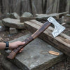 Hand Forged Carbon Steel Viking Axe with Carved Ash Wood Handle and Leather Grip by JW SteelCrafts