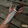 Handmade Bloodline Copper Damascus Bowie Knife 8-Inch Clip Point Collector Blade by JW SteelCrafts