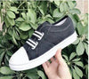 Blue Low-Cut Canvas Flat Shoes Women Casual Vulcanize Shoes New Women Summer Autumn Casual Slip On Canvas Comfortable Walking Flats Elegant Sneakers by Stevvex