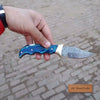 Handmade Damascus Pocket Knife | Colored Pakka Wood Folding EDC Knife by JW SteelCrafts