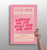 Guest Check Aluminum Print by Insigneart USA