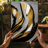 Gold-Gray Lines Aluminum Print by Insigneart USA