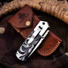 Handmade Folding Knife with Cleaver Blade and Marble Resin Handle by JW SteelCrafts