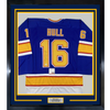 Framed Autographed/Signed Brett Hull 35x39 St. Louis Retro Blue Hockey Jersey PSA/DNA COA
