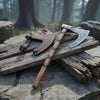 Handmade Damascus Skeggøx Bearded Axe with Leather Wrap and Sheath by JW SteelCrafts