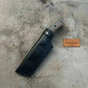 Damascus Hunting Knife with Grey Pinecone Handle | Full Tang + Black Leather Sheath by JW SteelCrafts