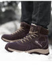 Brown Winter Mens Snow Boots Warm Plush Boots Waterproof Leather Ankle Boots Fashion Outdoor Non-slip Men's Hiking Boots Winter Ankle Snow Hiking Boots Warm Water Resistant Sport Shoes by Stevvex