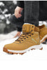 Brown Winter Mens Snow Boots Warm Plush Boots Waterproof Leather Ankle Boots Fashion Outdoor Non-slip Men's Hiking Boots Winter Ankle Snow Hiking Boots Warm Water Resistant Sport Shoes by Stevvex
