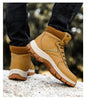 Brown Winter Mens Snow Boots Warm Plush Boots Waterproof Leather Ankle Boots Fashion Outdoor Non-slip Men's Hiking Boots Winter Ankle Snow Hiking Boots Warm Water Resistant Sport Shoes by Stevvex