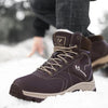 Brown Winter Mens Snow Boots Warm Plush Boots Waterproof Leather Ankle Boots Fashion Outdoor Non-slip Men's Hiking Boots Winter Ankle Snow Hiking Boots Warm Water Resistant Sport Shoes by Stevvex