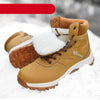 Brown Winter Mens Snow Boots Warm Plush Boots Waterproof Leather Ankle Boots Fashion Outdoor Non-slip Men's Hiking Boots Winter Ankle Snow Hiking Boots Warm Water Resistant Sport Shoes by Stevvex
