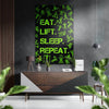 Eat, Lift, Sleep Brushed Aluminium Dibond Wall Art by Insigneart USA