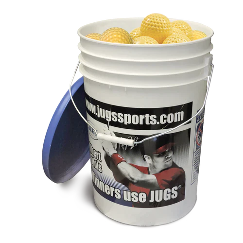 BUCKET OF JUGS OPTIC YELLOW DIMPLED STING-FREE® BASEBALLS-B1002 - The Bat Flip Shop 