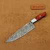 12" Professional Damascus Gyuto Chef Knife — 7" Blade, Red Pakka Wood Handle & Polished Bolster | JW SteelCrafts by JW SteelCrafts