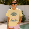 Palm Oasis Flamingo Graphic Tee | Beach Vacation Aesthetic Tee | Summer Resort Style | by Hey Jude Graphic Tees