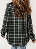 Plaid Snap Down Plush Hooded Jacket Soft & Warm Women Outerwear Cozy And Comfortable Jacket by Stevvex