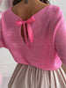 Bow Back Boat Neck Batwing Sleeve Sweater