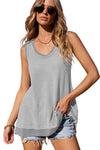 Black Scoop Neck Waffle Knit Splicing Flowy Vest