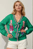 Nutcracker Sequin Bow Decor Cardigan by FitiqueFit