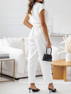 Surplice Cap Sleeve Tie Waist Jumpsuit