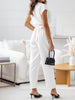 Surplice Cap Sleeve Tie Waist Jumpsuit