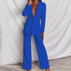 Lapel Button-Down Blazer & Straight-Leg Trousers Suit by FitiqueFit