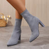 Women’s Chunky-Heeled Knitted Suede Ankle Boots by FitiqueFit