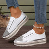 Women’s Plus Size White Sneakers – Chunky Sole Casual Everyday Shoes by FitiqueFit