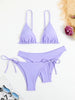 Essential Edge 3-Piece Bikini Set for Women – Solid Color High-Cut Triangle Top Two-Style Bottoms with Side Lace-Up Design & Quick-Drying Comfort – Versatile Women's Swimwear for Summer Pool Beach & Travel by Stevvex