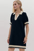 Trendy Contrast Short Sleeve Mini Dress Soft & Comfortable Casual Dress for Women by Stevvex