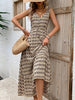 Vintage Printed V-Neck Tie Waist Midi Dress Lightweight Trendy & Elegant Dress for Women by Stevvex