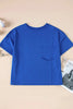 Patched Pocket Exposed Seam Oversize T-shirt by Simply Love
