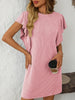 Ruffled Round Neck Short Sleeve Dress Feminine Simple Classic Dress Breathable And Comfy Dress by Stevvex