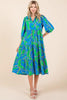 New Summer Tiered Printed Collared Neck Midi Dress – Chic and Sophisticated Midi Dress with Layered Design and Polished Collared Neckline by Stevvex