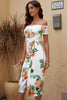 Charming Printed Off-Shoulder Midi Dress with Slit Classy & Feminine Look by Stevvex