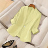 Women's Three-Quarter Sleeve Single-Button Casual Blazer by FitiqueFit