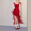 White Flying Sleeve Sling Trailing Atmosphere Dress