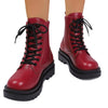 Women’s Round Toe Plus Size Lace-Up Chunky Sole Ankle Boots by FitiqueFit