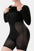 Elegant Black Full Size Built-In Shapewear Square Neck Long Sleeve Dress Sculpting Fit Dress for Women by Stevvex