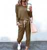 Women's Long Sleeve T-Shirt & Pencil Pants Set – Loose Fit, Striped & Solid by FitiqueFit