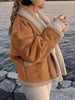 Fuzzy Collared Neck Long Sleeve Jacket with Buttoned Closure and Cozy Pockets by Stevvex