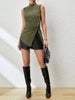Twisted Mock Neck Ribbed Knit Top